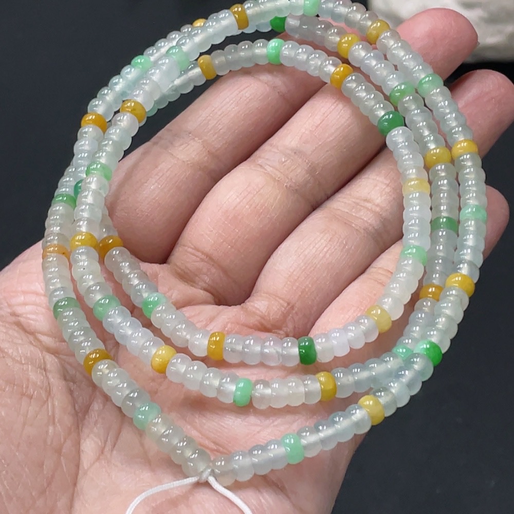 F32720737 Jadeite Bead Necklace Total Weight Approximately 28.1g Bead Size 4.4mm Color Origin Undetermined