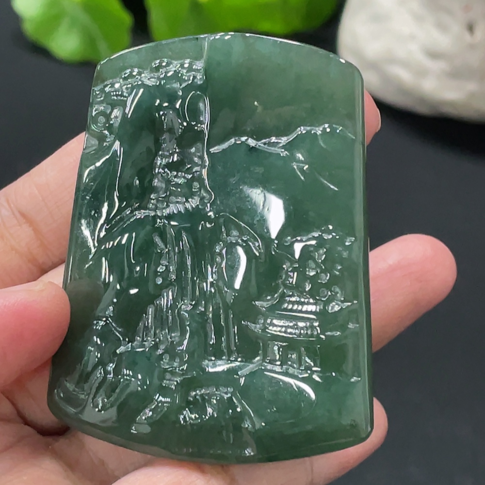 F32739616 Jadeitelandscape pendant, total weight approximately 48.16g