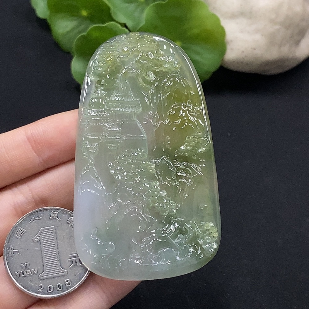 F34996472 Jadeite Landscape Pendant, Total Weight Approx. 34g