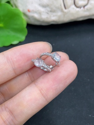 F46492023 翡翠耳饰  18k 配镶钻石  货品总重约1.4g