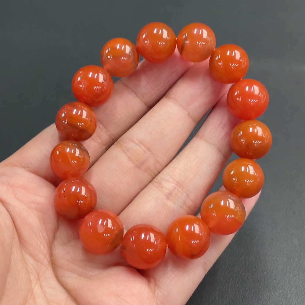 C21400092 Red Agate Bracelet, approx. 12.8mm, total weight approx. 45.90g, visible organic matter