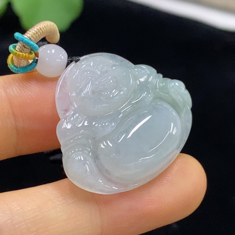 F34025205 Jadeite Buddha Pendant Total Weight Approx. 8.25g (Including Rope Weight) With Non-Grade A Beads