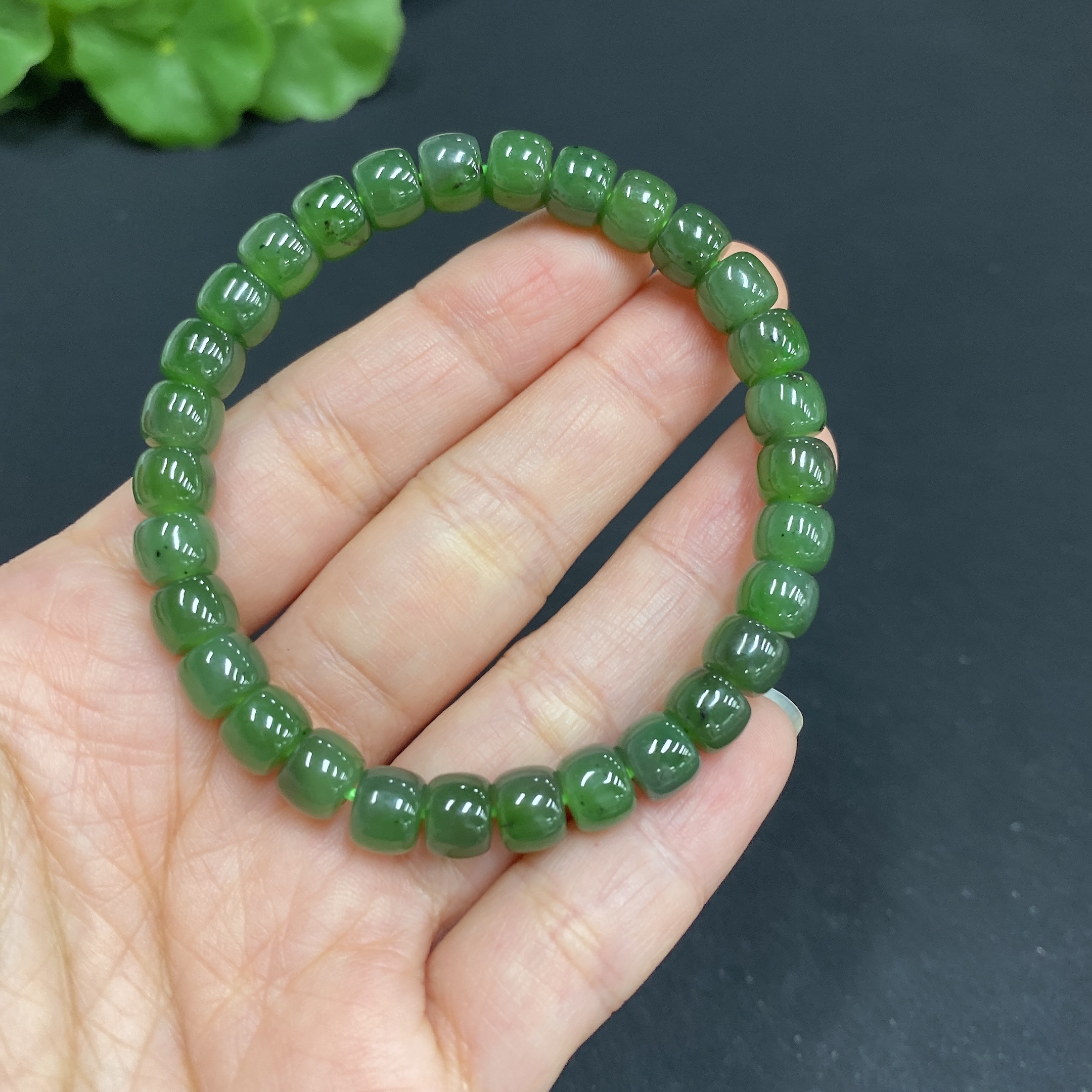 H34987148 Hetian Jade Bracelet, Approx. 6.8mm Beads, Total Weight Approx. 16.1g