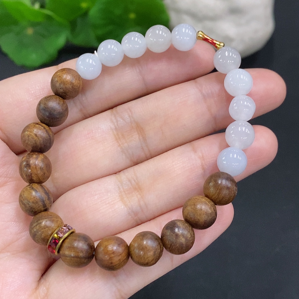 F34022816 Jadeite bead strand approx. 7mm (unmarked, red-marked surface tested gold content Au75%, remaining non-gold) total weight approx. 10.1g