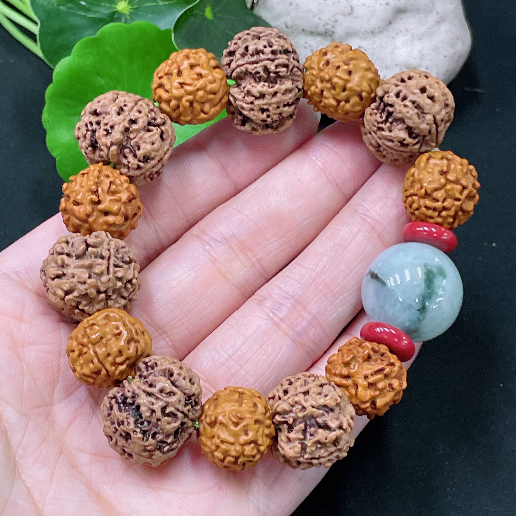 F33893359 Jadeite Single Bead Bracelet Approx. 18.3mm Total Weight Approx. 35.31g With Other Mineral Components Non-Grade A Matching Beads