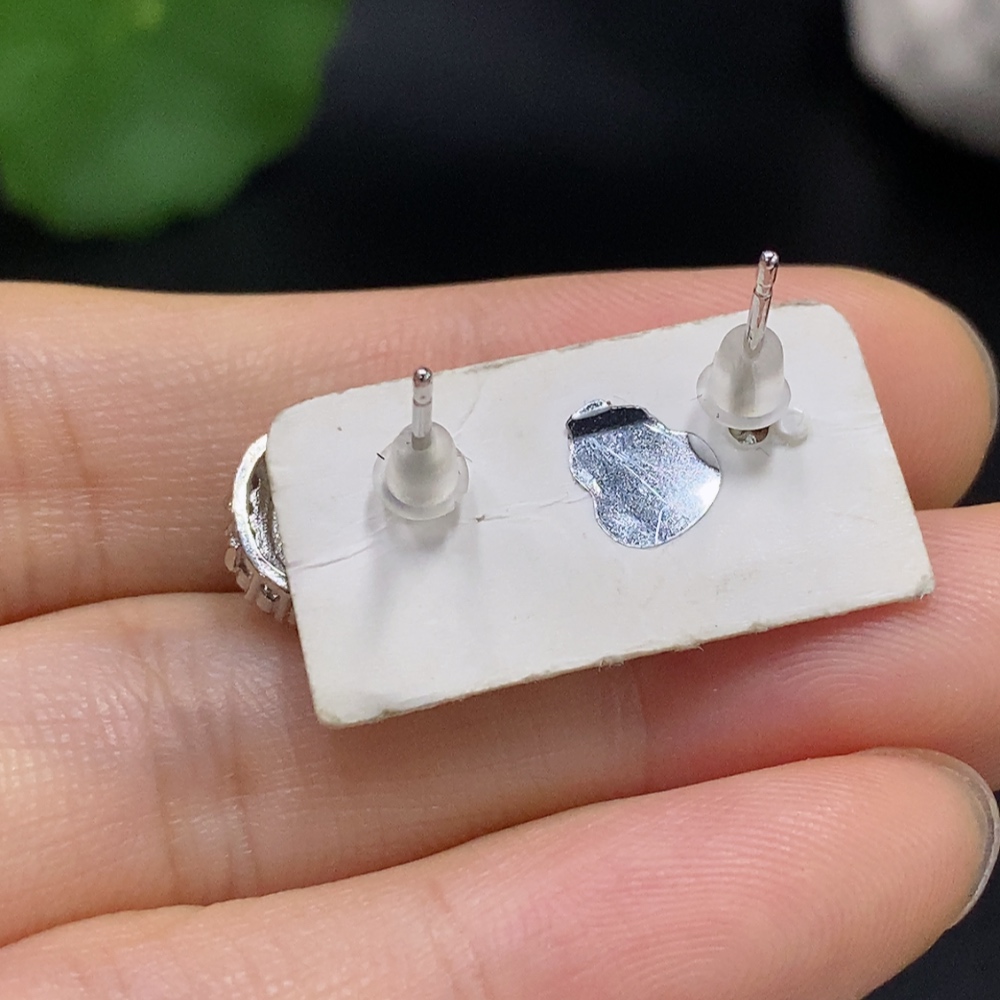 F29381413 JadeiteInlaid Earrings Non-Gold