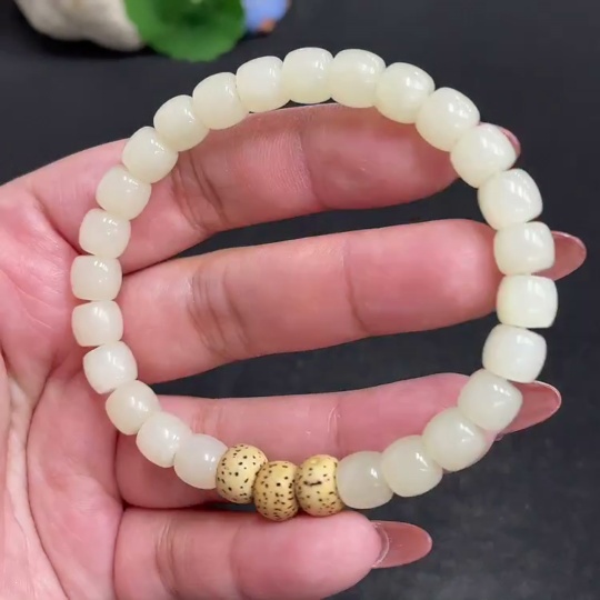 H34054057 Hetian Jade Bracelet Approx. 7.5mm Total Weight About 22.1g