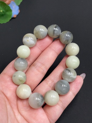 H33881729 Hetian Jade Bracelet, Approx. 14.9mm, Containing Other Mineral Components, Total Weight Approx. 77.1g