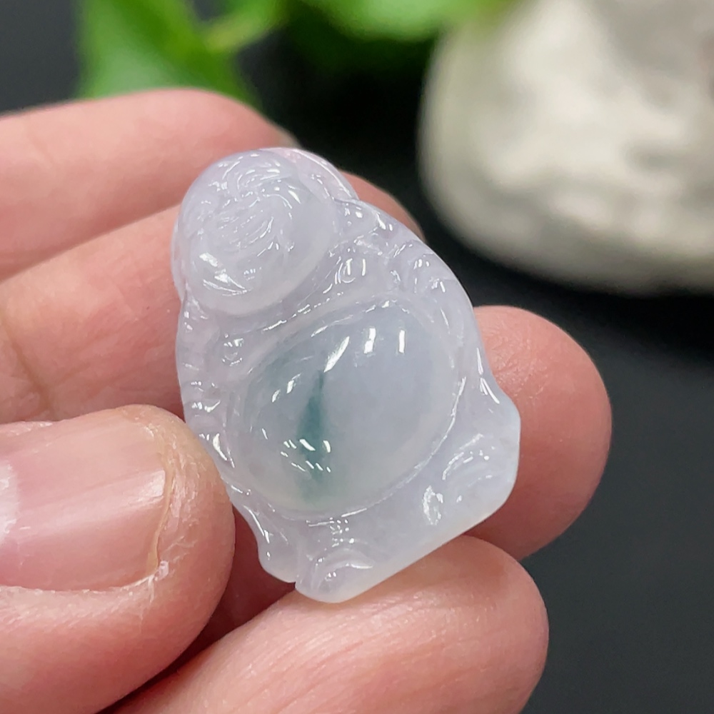 F35079946 Jadeite Standing Buddha Inlay Piece with Total Weight Approximately 3g