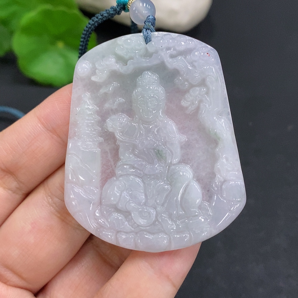 F28288904 JadeiteSamantabhadra Pendant Total Weight Including Rope Approx. 16.5g