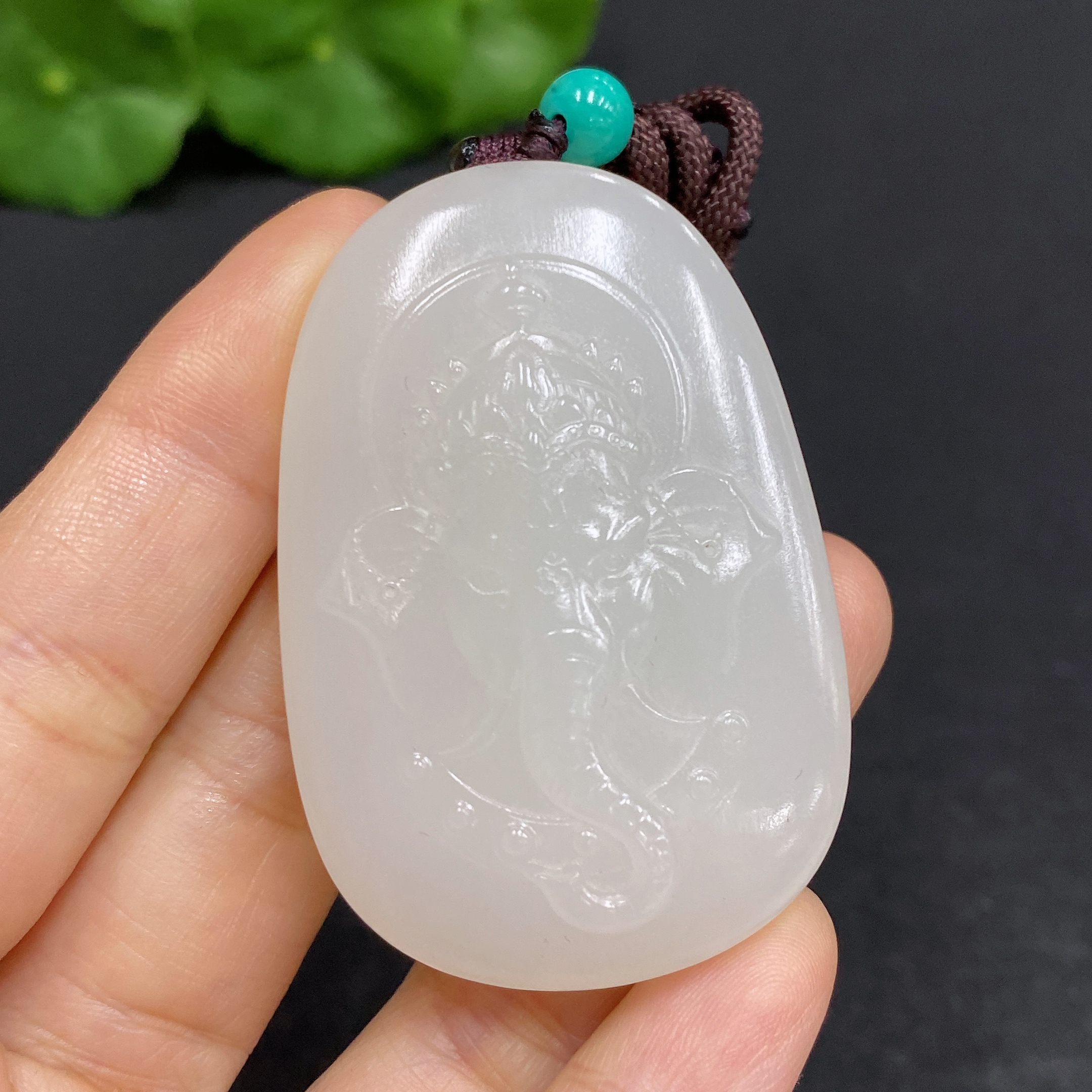 H28280729 Hetian Jade Pendant Ganesha Total Weight (including rope) 40.4g