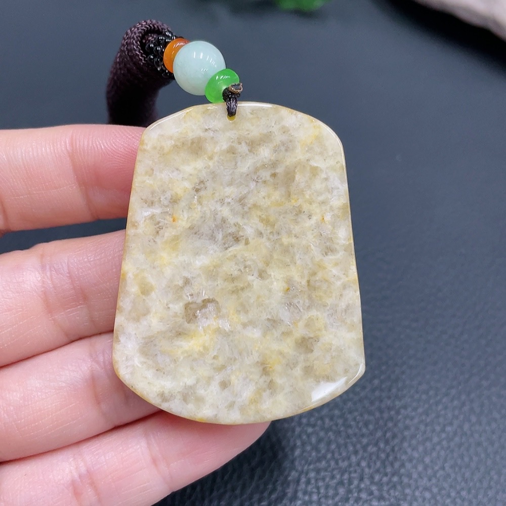 F22512268 JadeitePendant Landscape Plaque Color Origin Undetermined With Non-Grade A Beads Total Weight 28.486g