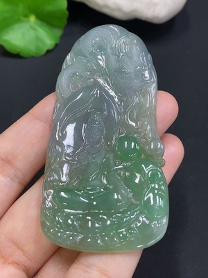 F26971853 Jadeite Dragon-Keeper Guanyin Pendant