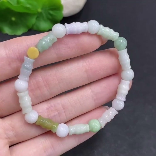 F34060041 Jadeite Bracelet Total Weight Approx. 10.8g Yellow Beads Color Origin Undetermined