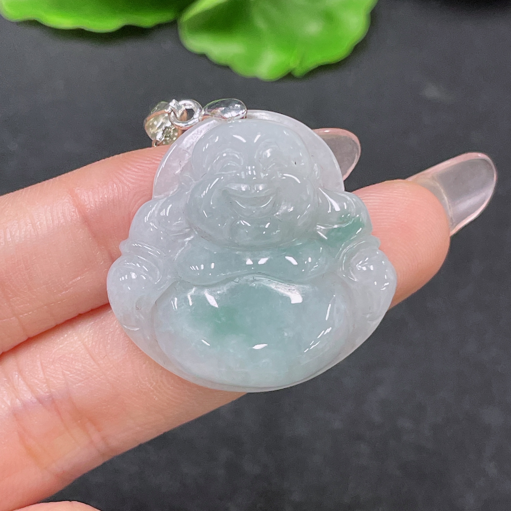 F34047103 Jadeite Pendant Buddha Non-Gold with Chain Total Weight Approx. 11.34g