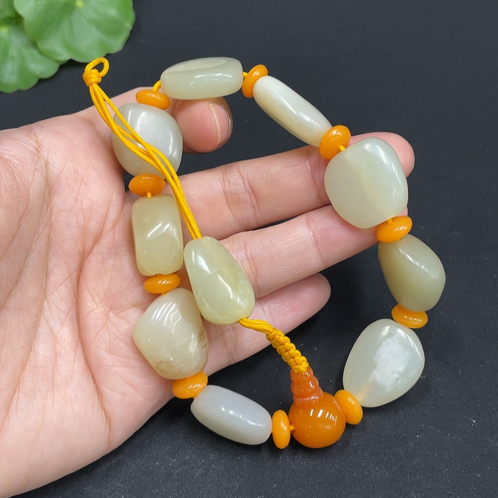 H34072194 Hetian Jade Beads Bracelet, Total Weight Approx. 50.1g, Accessories Not Hetian Jade