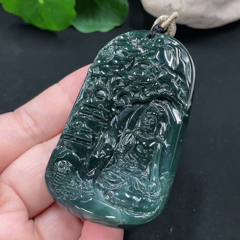 F30546798 Jadeite Pendant Total Weight Approx. 47.5g (Including Rope Weight)