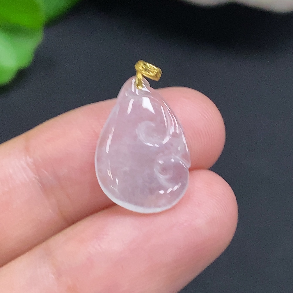 F31595597 JadeiteRuyi Pendant with 18K Gold Bezel, Total Weight Approx. 0.9g