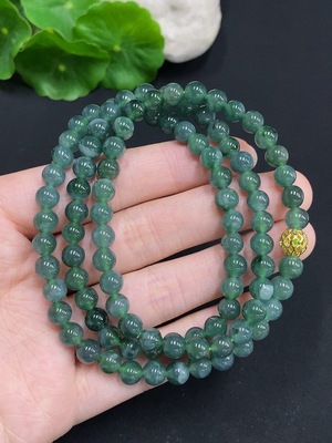 F35125405 Jadeite Bead Necklace Non-Gold Inlaid Total Weight Approx. 41.3g Size Approx. 6.2mm