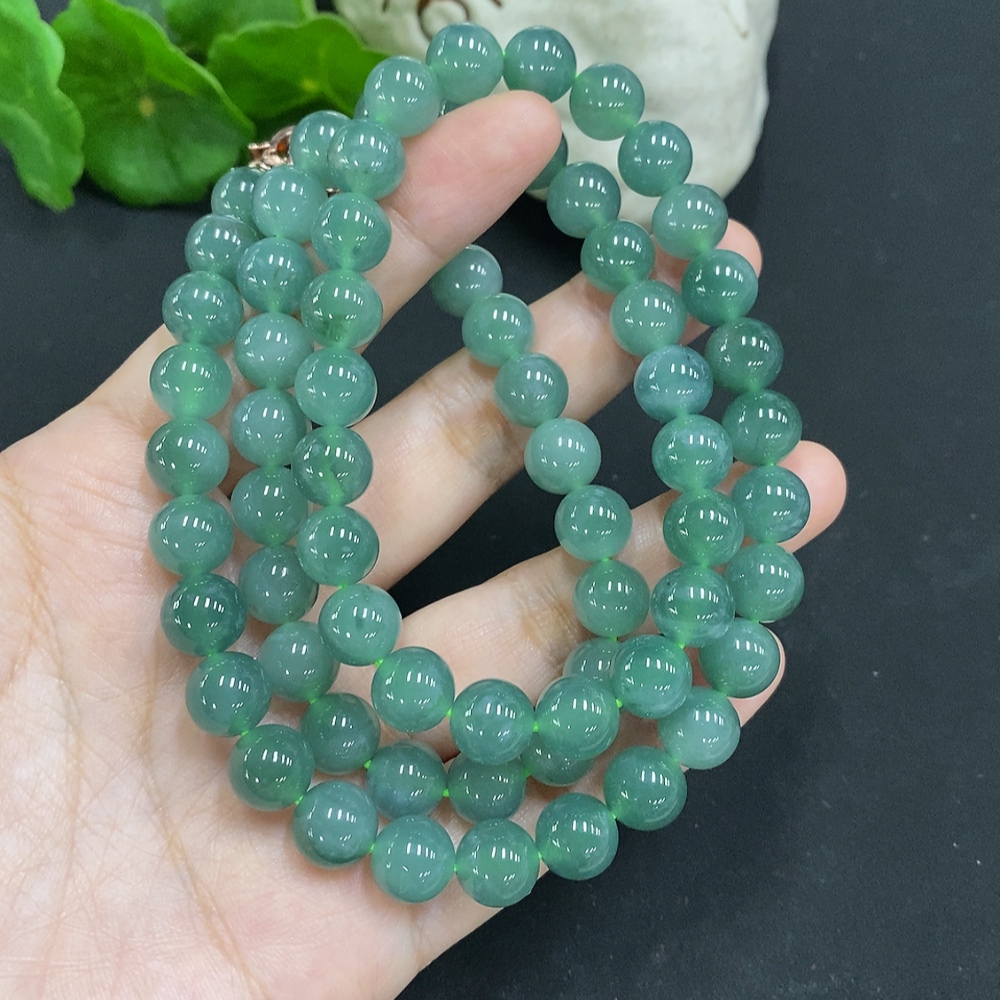 F35127340 Jadeite Beads Necklace Approx. 9.3mm Non-Gold Total Weight Approx. 108g