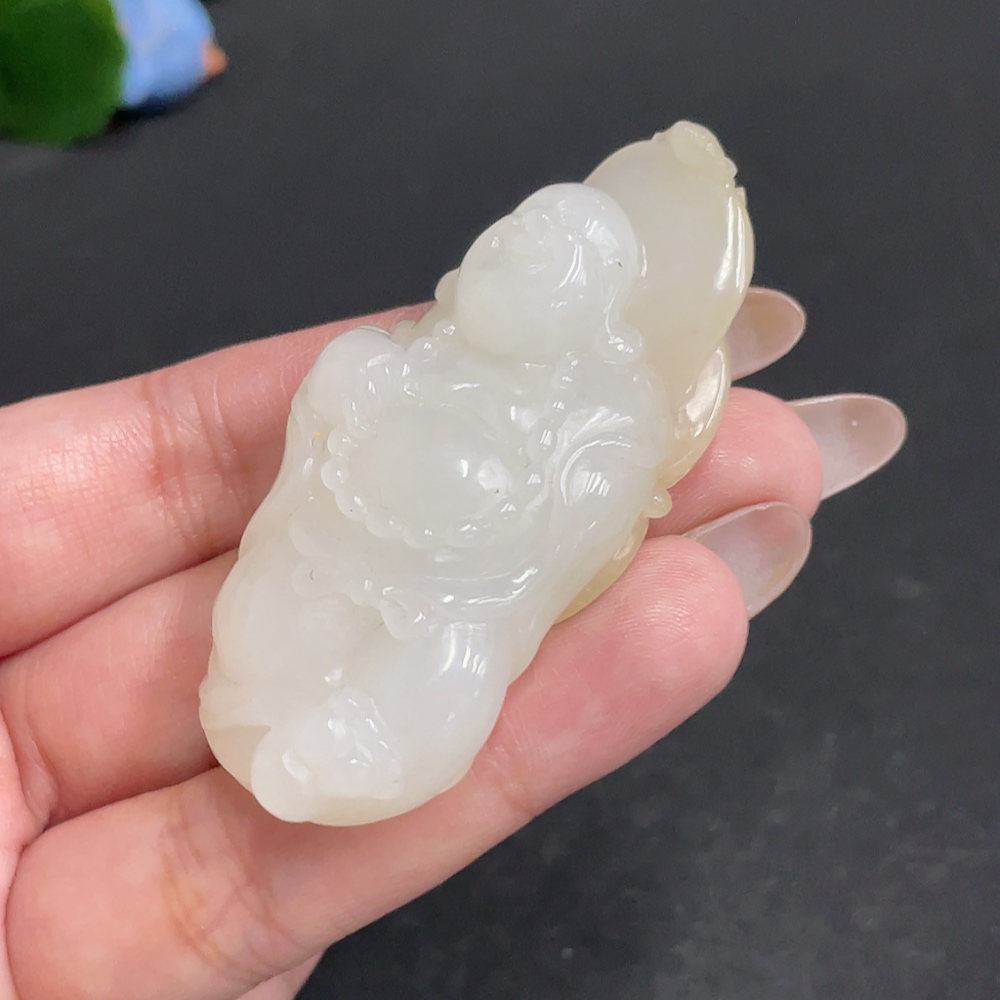 H28274679 Hetian Jade Pendant - Buddha Statue - Undetermined Skin Color Origin - Total Weight Approx. 42.3g