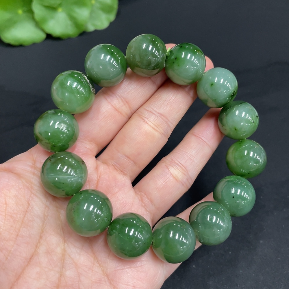 H34073571 Hetian Jade Jasper Bead Bracelet, approx. 15.8mm, total weight approx. 86.8g