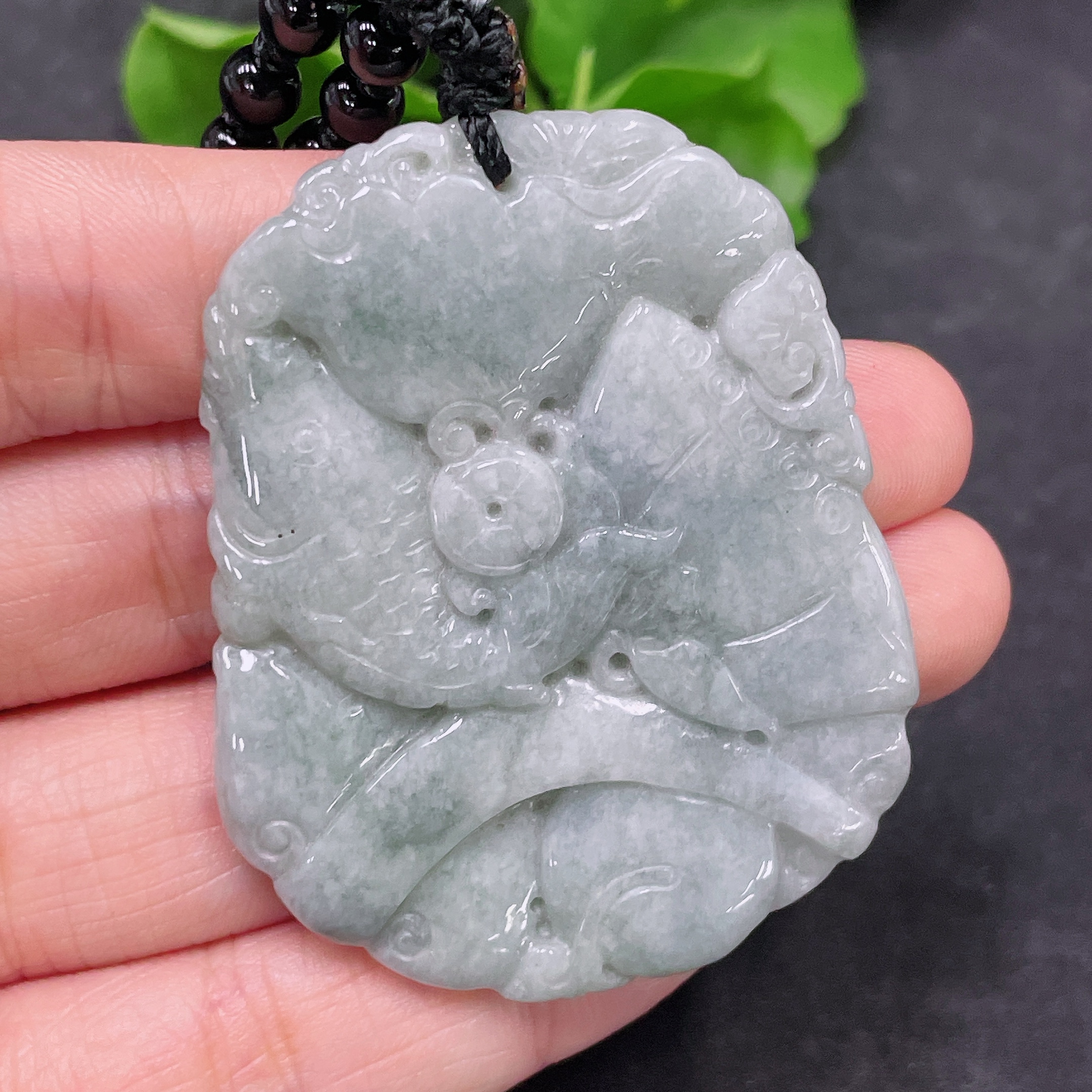 F32748079 Jadeite Auspicious Fish Pendant