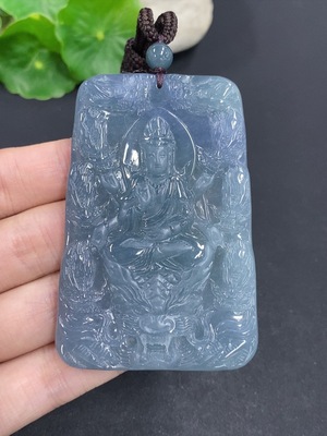 F42967127 翡翠九龙护主挂件 货品总重量约54.8克（含绳重）
