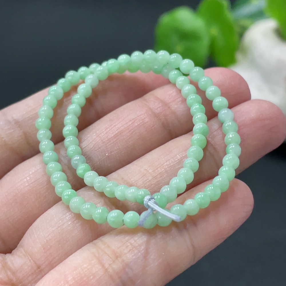 F35108233 Jadeite Bracelet Approx. 3.2mm Beads Total Weight Approx. 4.37g
