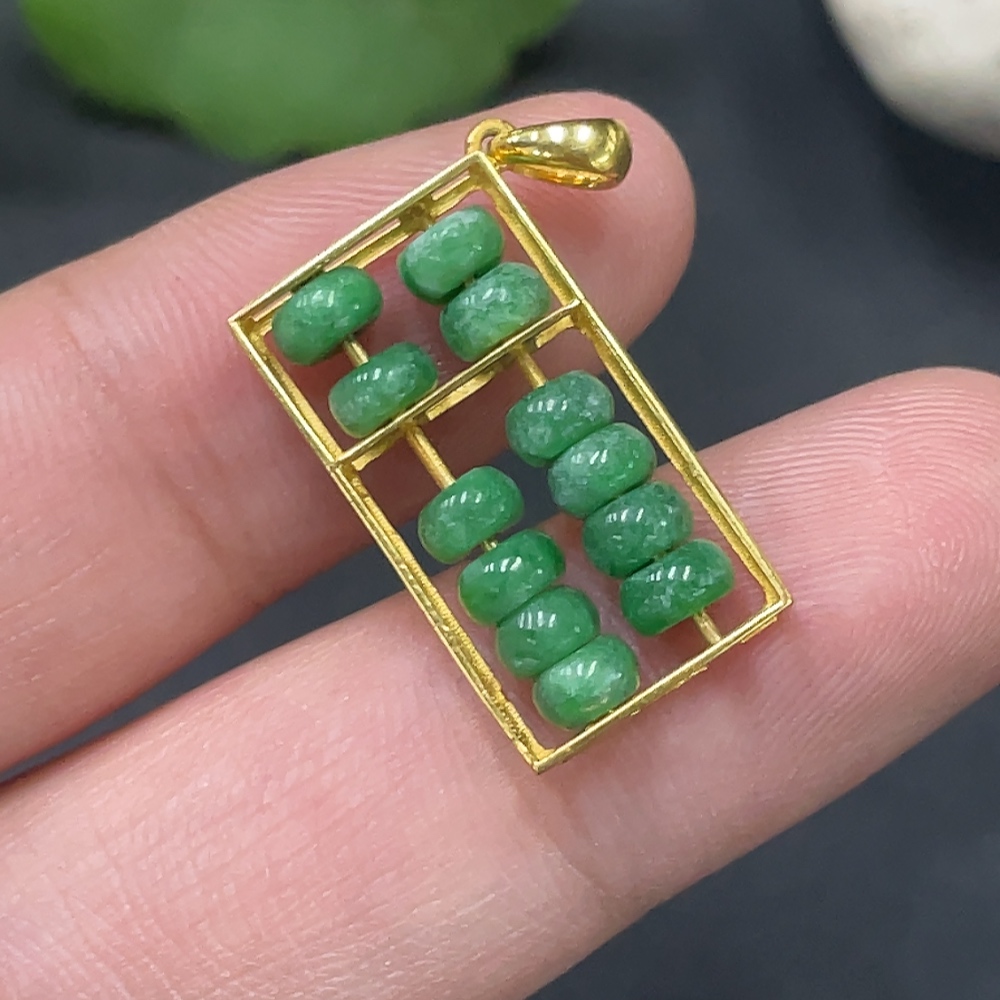 F19130867 Jadeite Inlay 18k Gold Inlaid Total Weight Approx.1.9g