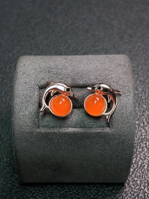C34039467 South Red Agate Earrings Non-Gold Total Weight Approx. 2.45g Size About 6.2mm