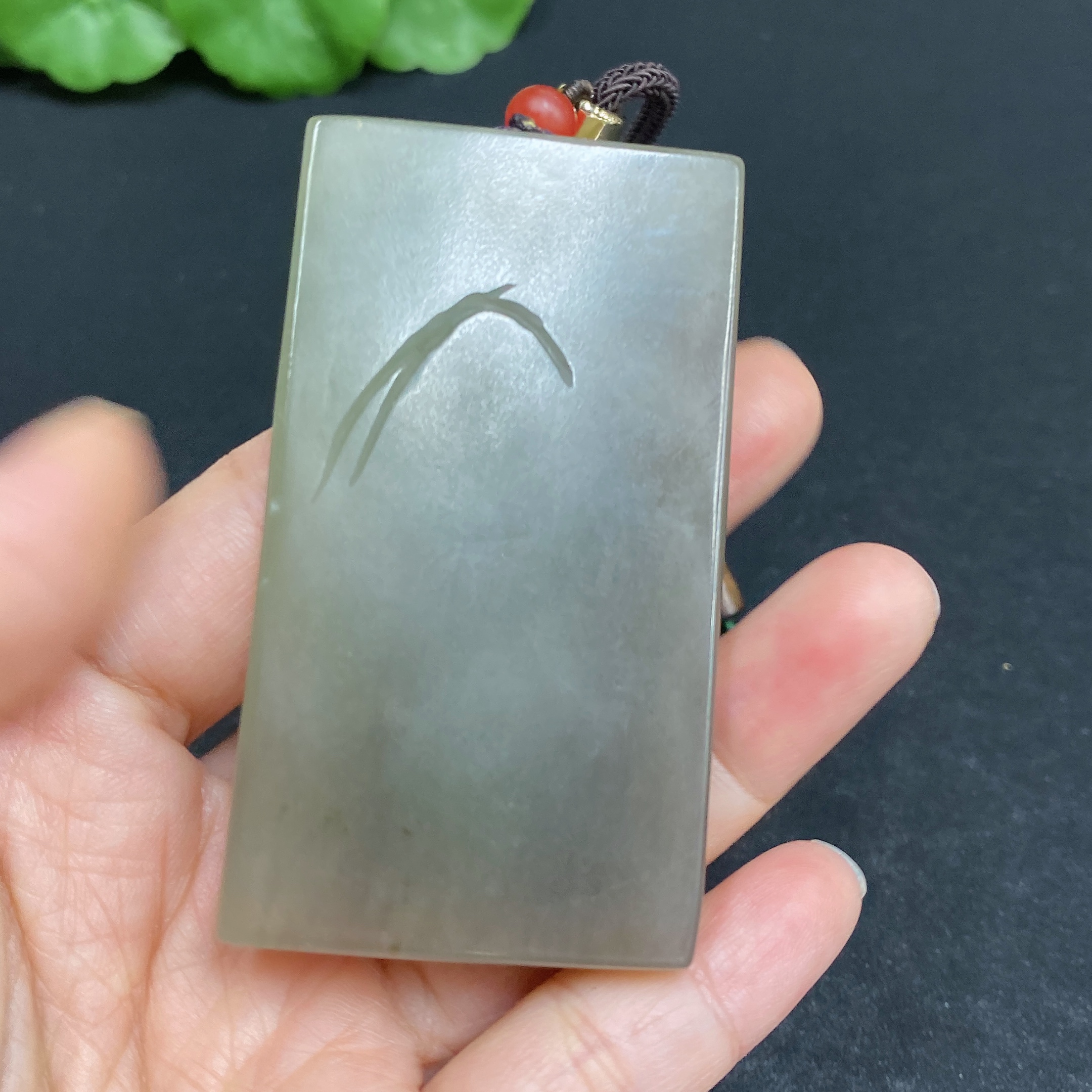 H31667452 Hetian Jade Pendant, Landscape Plaque, Total Weight (Including Rope) Approx. 66.9g