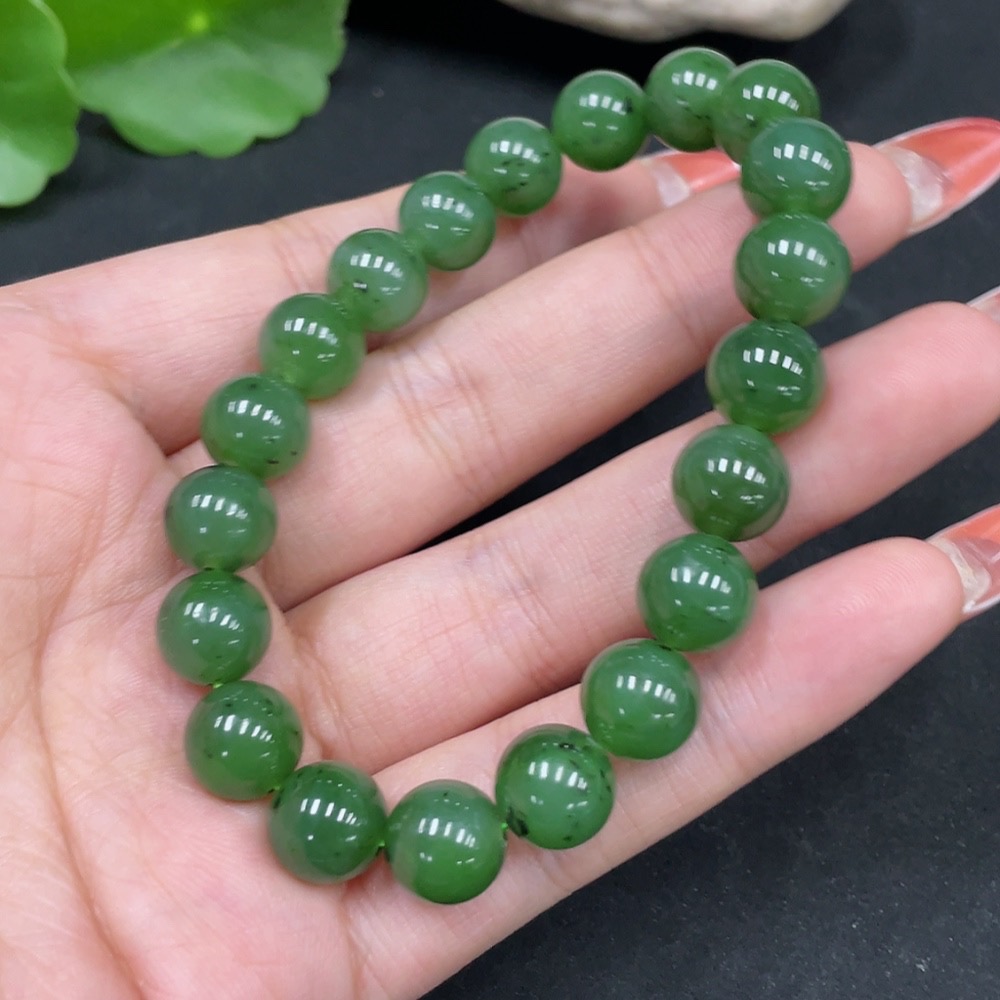 H35084008 Hetian Jade Jasper Bracelet, approx. 9.6mm, total weight approx. 28.1g