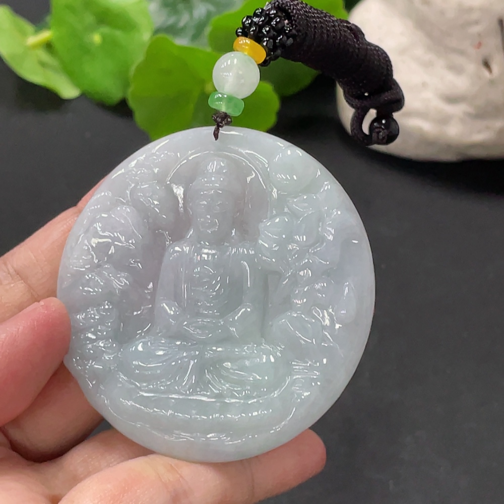 F33945567 Jadeite Great Sun Tathagata Pendant Total weight about 39.77g With non-A grade beads
