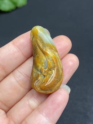 H34036532 Hetian Jade Pendant  Plenty Year after Year  Undetermined Skin Color Origin  Contains Other Mineral Components  Total Weight Approx. 11g