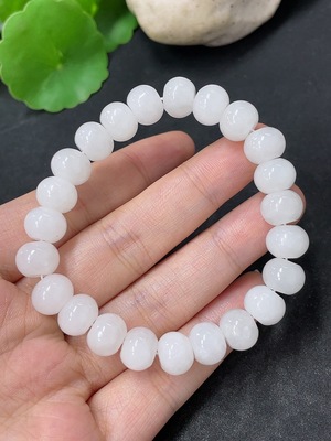 H46576450 和田玉手串 卡9.6mm左右  货品总重约29.4g  含其他矿物成分