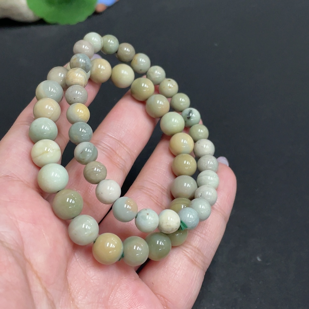 H33863200 Alashan Agate Bracelet, Approx. 8.3 mm Beads, Contains Other Mineral Components, Total Weight Approx. 32.2g