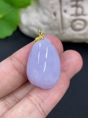 F46596827 翡翠福瓜挂件 18k金扣头 货品总重约6g