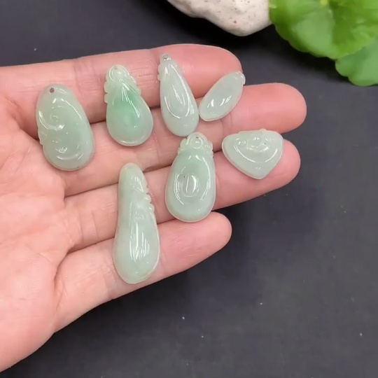 F13431871 Jadeite Inlaid Pendant Set (Sold as a Lot)