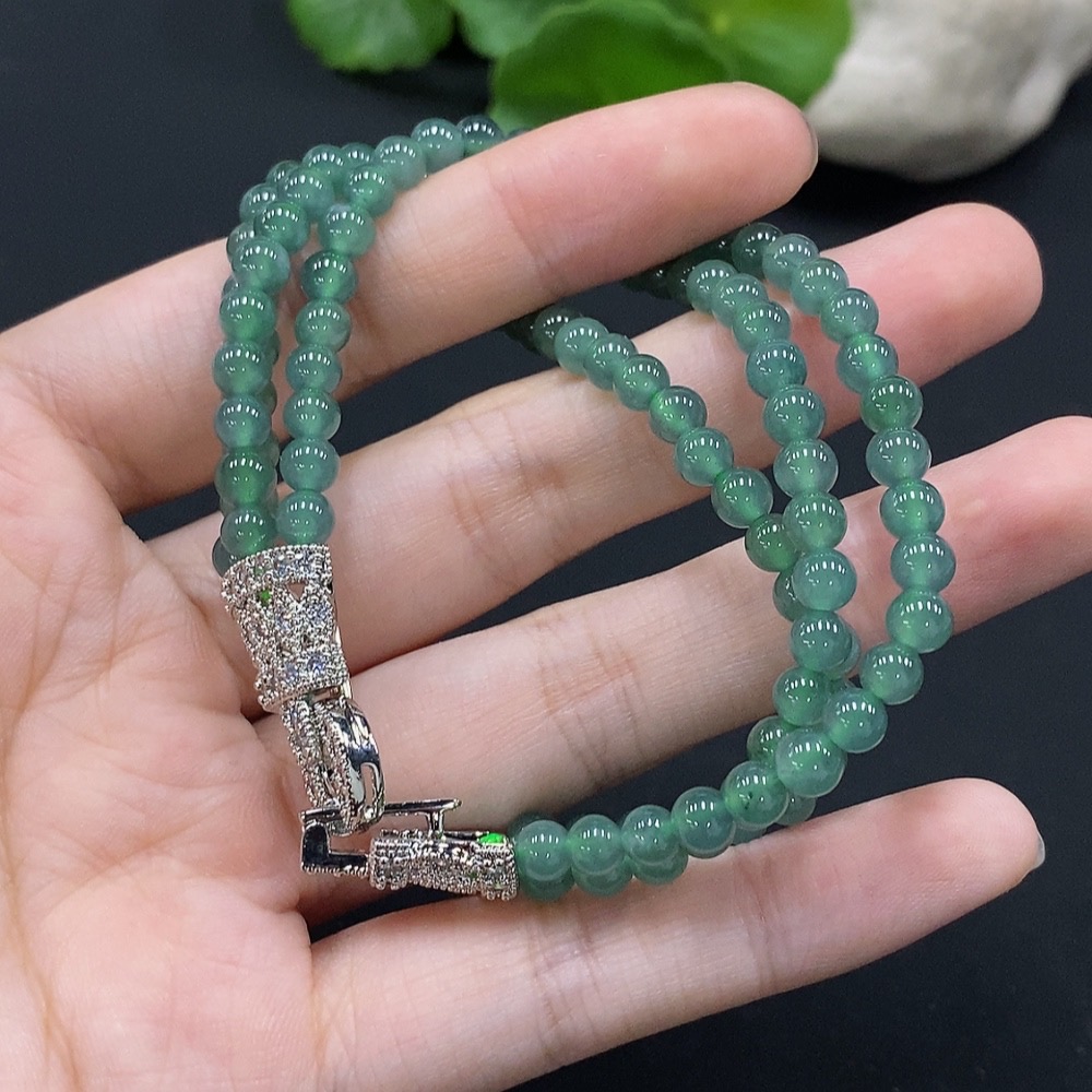 F35091135 Jadeite Beads Strand Size Approx. 4.7mm Total Weight Approx. 22.6g (Non-Gold Inlaid)