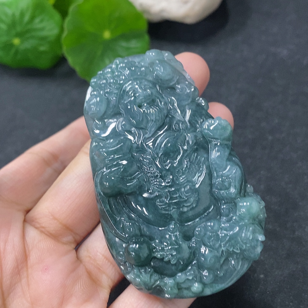 F33913769 Jadeite Pendant God of Wealth Total Weight Approx. 49.2g