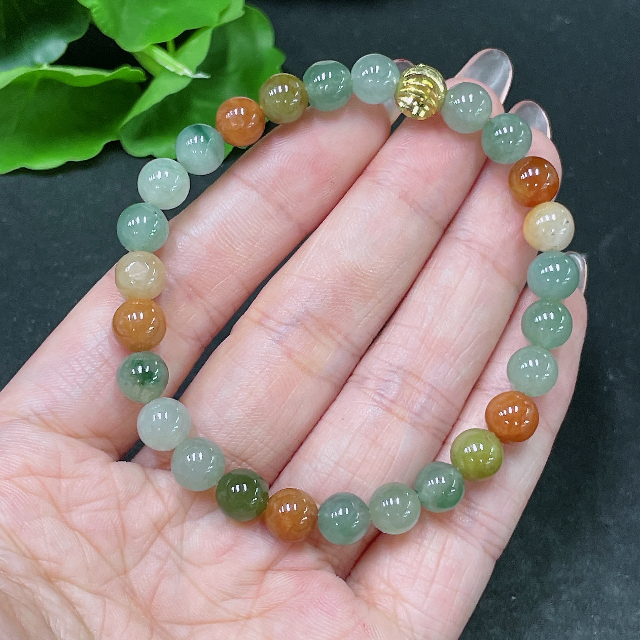 F34020618 Jadeite Bracelet Non-Gold Yellow Red Color Origin Undetermined Total Weight Approx.18g Size Approx.7.1mm