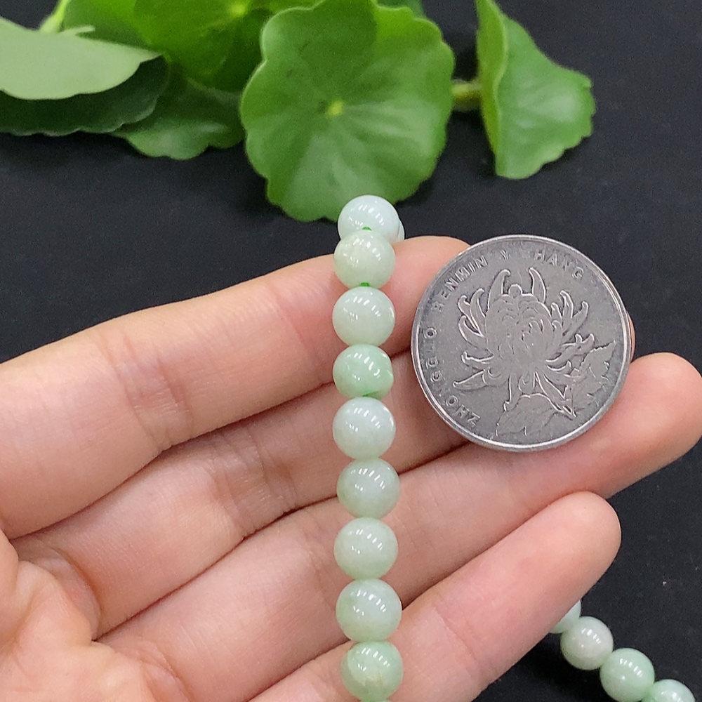 F33832560 Jadeite Bead Necklace Non-Gold Total Weight Approx. 63.34g Size About 7.3mm