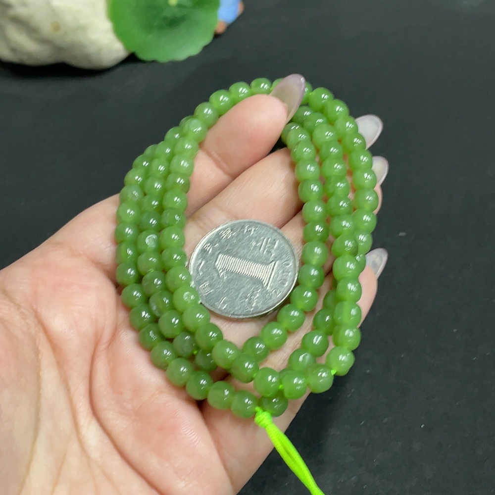 H34956861 Hetian Jade Bead Necklace, Approx. 5.8mm, Total Weight Approx. 36g