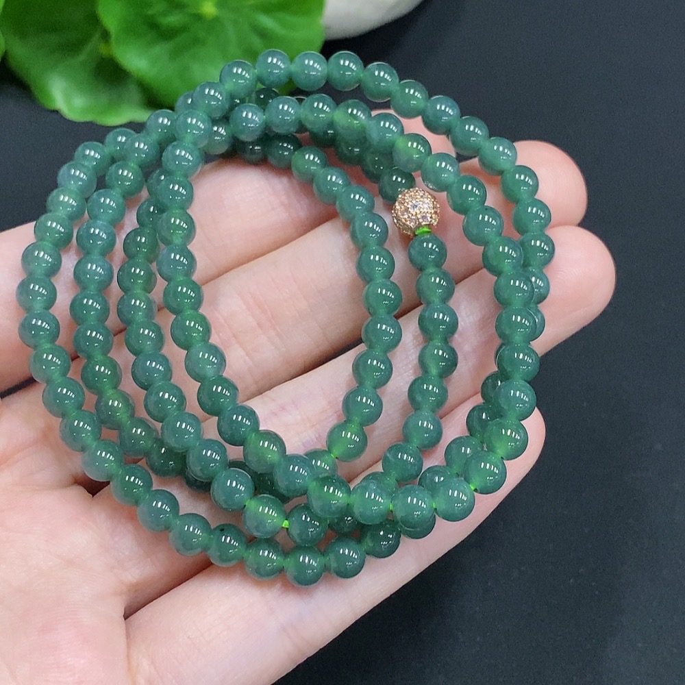 F30543513 Jadeite Bead Necklace, Non-Gold Setting, Approx. 4.7mm, Total Weight Approx. 26.8g