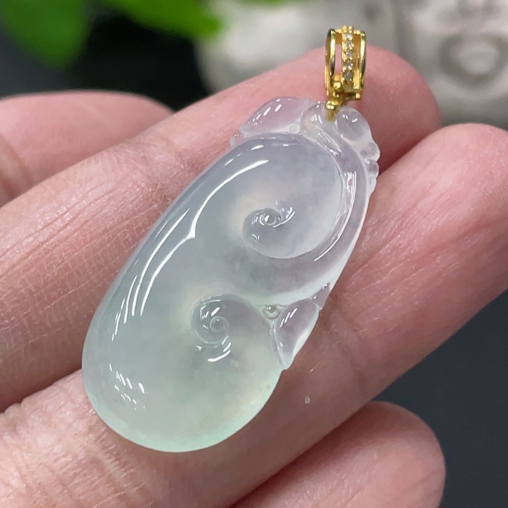 F34060995 Jadeite Pendant Ruyi 18K Non-Diamond Total Weight Approx. 3.66g (Excluding Rope)