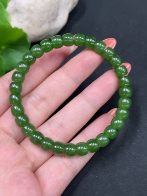 H34027745 Hetian Jade Jasper Bracelet, Approx. 7mm Beads, Total Weight About 17.4g