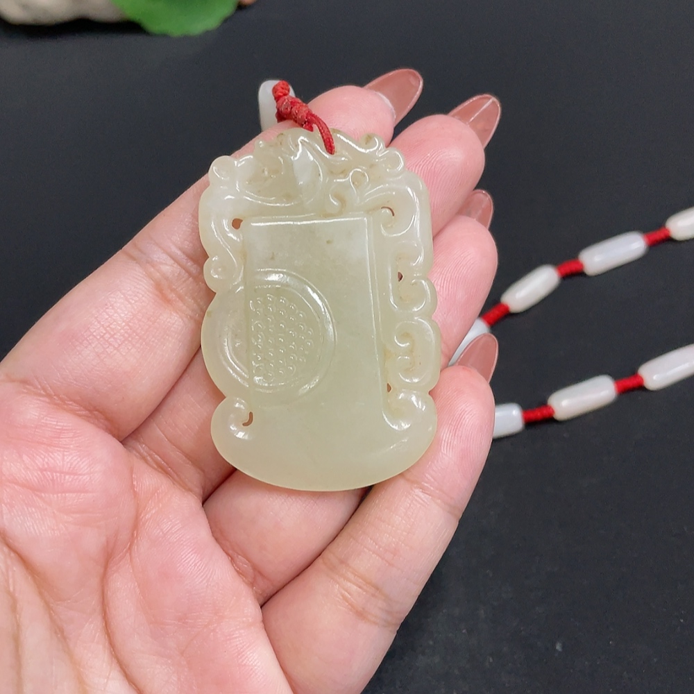 H34973033 Hetian Jade Pendant, Antique Style, Total Weight Approx. [with chain] 49.6g