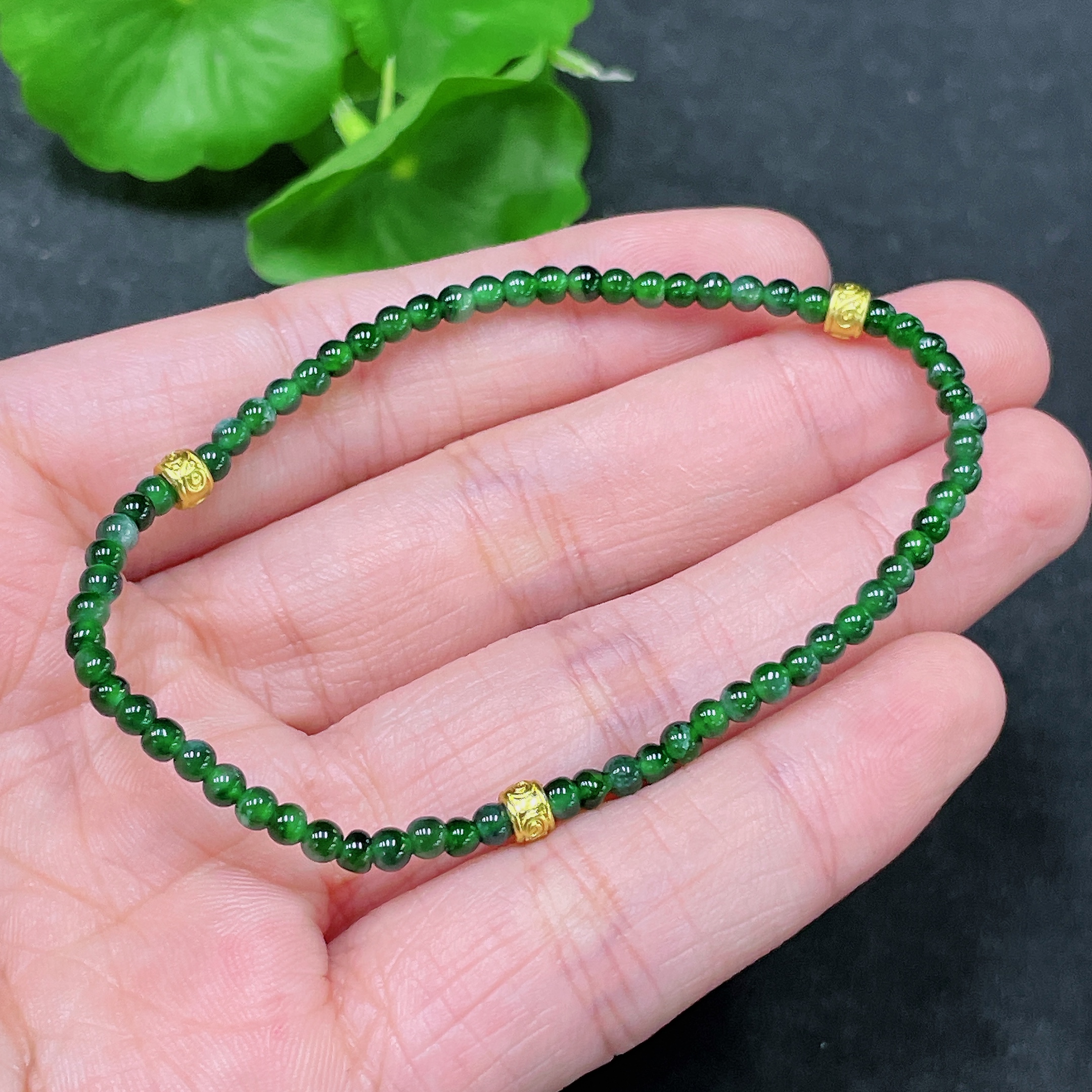 F33839513 Jadeite Bracelet Non-Gold Total Weight Approx. 3.09g Size Approx. 3mm