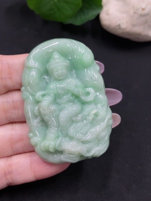 F35128124 Jadeite Dragon-Riding Guanyin Pendant